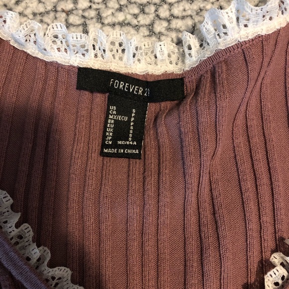 Forever 21 V-Neck lace trim ribbed sweater - Picture 7 of 7
